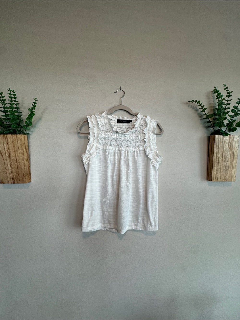 LOFT White Ruffle Detail Sleeveless Camisole